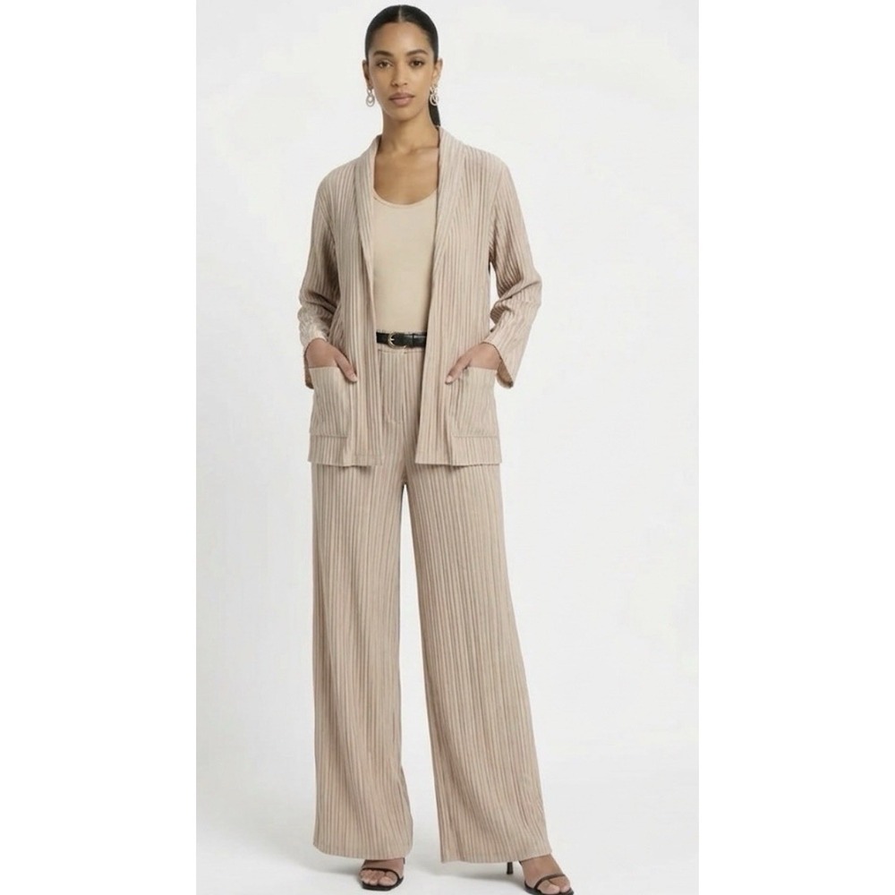 NWT Eileen Fisher Crinkle Shimmer High Collar Open Front Silk‎ Jacket Size XL